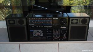 Radio casetofon PHILIPS D 8454 portabil,boxe detasabile,vintage Austria