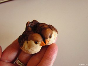 cadou rar miniatura Art Deco Iubire -Pereche Vrabii Italy 1981 semnata - imagine 7