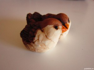 cadou rar miniatura Art Deco Iubire -Pereche Vrabii Italy 1981 semnata - imagine 5