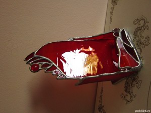 cadou rar Suport stil vitralii Tiffany Art Deco handmade Germany '60 - imagine 3