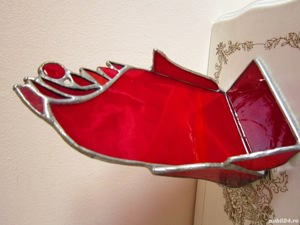 cadou rar Suport stil vitralii Tiffany Art Deco handmade Germany '60 - imagine 7