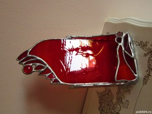 cadou rar Suport stil vitralii Tiffany Art Deco handmade Germany '60 - imagine 6