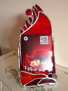 cadou rar Suport stil vitralii Tiffany Art Deco handmade Germany '60 - imagine 2