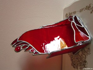 cadou rar Suport stil vitralii Tiffany Art Deco handmade Germany '60 - imagine 8