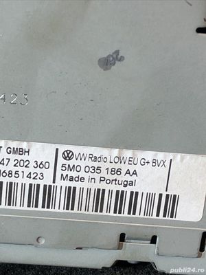 Cod deblocare radio 2010 6R VOLKSWAGEN POLO CD RADIO STEREO UNIT 5M0035186AA, decodare casetofon aut