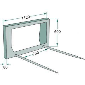 Furca transport baloti cu doi dinti, prindere Euro - imagine 5