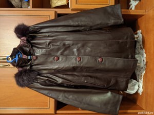 Geacă damă din piele naturală WABCO, cu glugă, mărimea 48