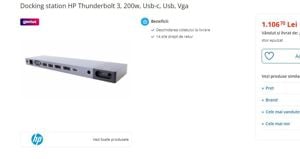 Docking station HP Thunderbolt 3, 200w Usb-C Usb VGA Display Port - imagine 1