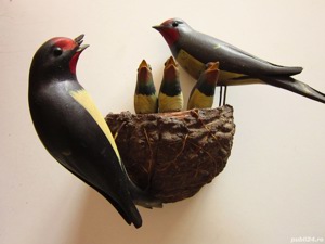 cadou rar Sculptura colectie Cuib rândunică vintage Viechtau sec.XIX- XX - imagine 2