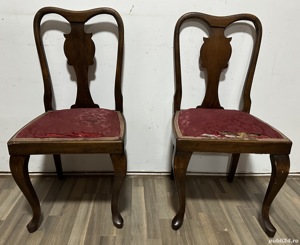 4 buc Scaun Vintage cu sezut tapitat; Scaun din lemn