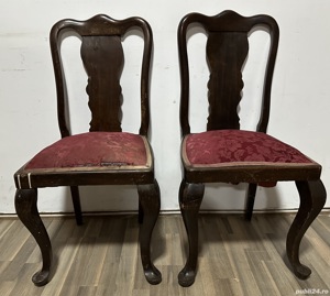 4 buc Scaun Vintage cu sezut tapitat; Scaun din lemn - imagine 5