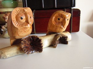 cadou unic Două bufnițe sculptura lemn Owl Romance de Yudi Suardi, Bali Indonezia - imagine 2
