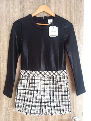 Salopeta pantalon scurt, alb negru, Liu Jo, marimea XS S (inaltime 165 cm)