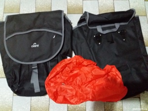 Geanta ghiozdan portbagaj motocicleta bicicleta scuter 40x30x15cm. Material fas plus pelerina. Fabri