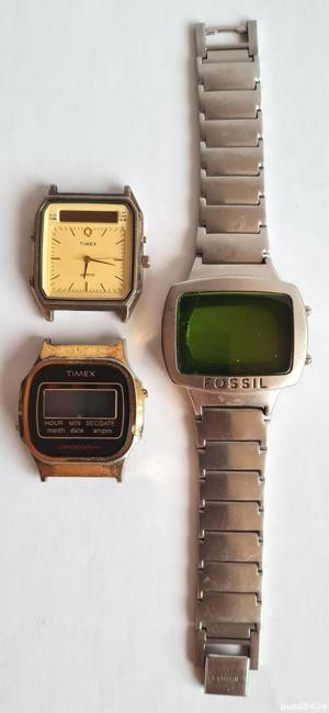 3 ceasuri vintage, anii 1970-1980, Fossil și TIMEX, nefuncționale