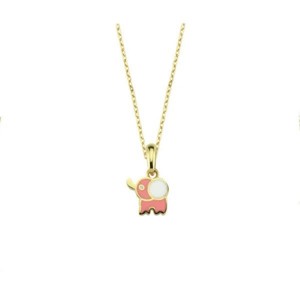 Colier aur galben 14k cu pandant elefantel roz - DA610
