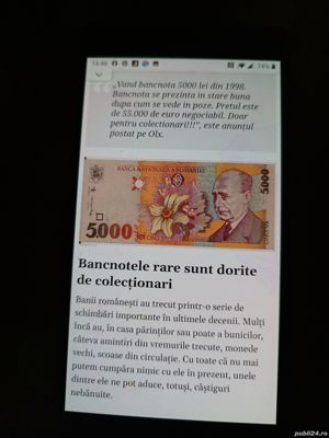 vand bancnota de 5000 lei ,Lucian Blaga 1998 - imagine 4