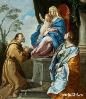 cadou deosebit Sf.Francisc de Assisi placa ceramica vintage pictata 1956 Italia  - imagine 5