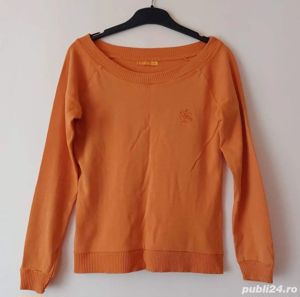 Bluza portocalie cu decolteu barcuta - imagine 2