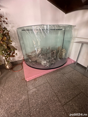 Acvariu din sticla semirotund facut pe comanda in  in Austria circa 450l  - imagine 2