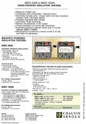Megohmetru Model Chauvin Arnoux C.A 6501 IMEG 500N-tester aparat masura - imagine 4