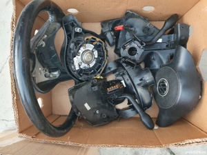 Volan piele si airbag VW Polo 4 carcase manete bloc lumini - imagine 7