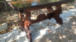 Masa+ scaune rustica vintage lemn sculptata cu 4 scaune - imagine 3