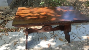 Masa+ scaune rustica vintage lemn sculptata cu 4 scaune - imagine 6