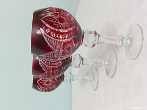 Pahare vin din cristal rosu - imagine 2
