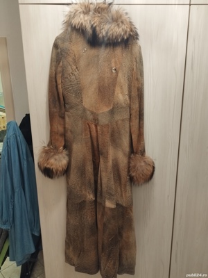 Haina piele cu blana naturala  - imagine 3
