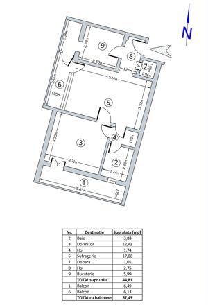 Apartament 2 camere, 4/4, 2 balcoane, Tiglina III, Continental - imagine 1