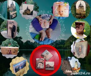 Imagini fotografii pe lemn-Cadouri rustice surprinzătoare-Mărturii nuntă botez