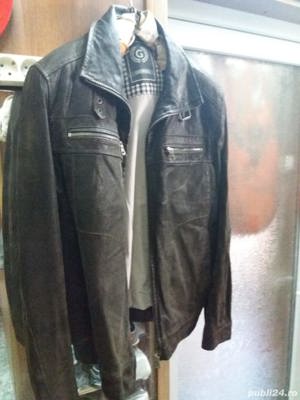 Haina piele naturala winter parka jacka iarna salopete groase - imagine 5