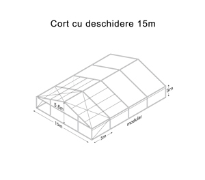 Cort alb echipat pentru evenimente, deschidere 15m, module x5m, capacitati x75mp - imagine 4