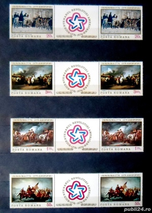 Vând timbre cu vignetă și coliță Bicentenarul Revoluției Americane - 1976