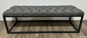 Produs Nou; 2 buc Bancheta cu cadru metalic si sezut tapitat; Banca