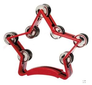 Tamburina clopotei dubla PARROT Star   percuție plastic Rosu