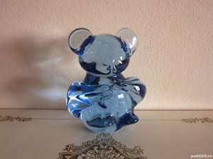  cadou rar decoratiune superba Urs sticla masiva Pilgrim handmade Germany - imagine 2