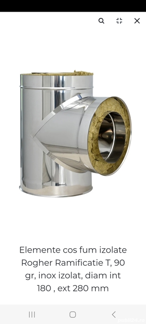 Ramificatie T izolat inox diametru interior 180 mm