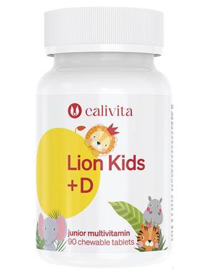 Lion Kids + D CaliVita 90 tablete multivitamine masticabile pentru copii