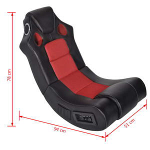 Scaun gaming balansoar muzical, negru și roșu, piele ecologică - imagine 4