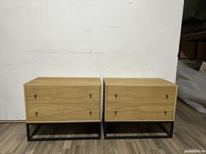 2 buc Noptiera cu 2 sertare si cadru metalic; Mic dulap; Comoda