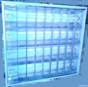 2 Plafoniere patrate corp iluminat tavan, neoane casete firma luminoasa starter, drosere balast 