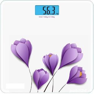 Vand Cantar corporal pt persoane, 150 Kg, Flori Violete, NOU Pret 80 Lei