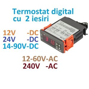 Termostat digital STC1000 - 220VAC, Controler temperatura + senzor, centrala