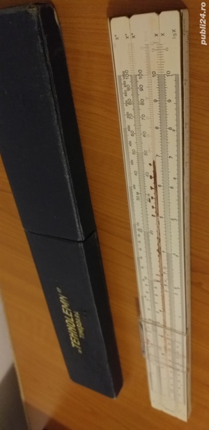 Rigla calcul logaritmica Tehnolemn Timis anii 1960-70,vintage - imagine 5