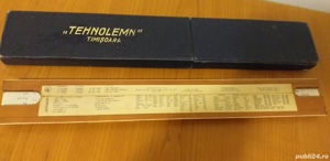 Rigla calcul logaritmica Tehnolemn Timis anii 1960-70,vintage - imagine 2
