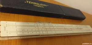 Rigla calcul logaritmica Tehnolemn Timis anii 1960-70,vintage - imagine 7