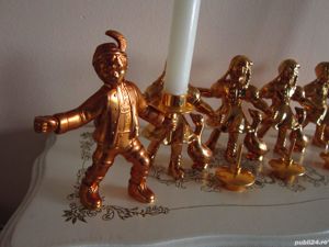 cadou rar Fata si  Baiat bronz alama aurita cu sfesnic detasabil pt.masa festiva Germany'80 - imagine 4