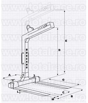 Furca macara model MBRA-E lame 1200 mm capacitate 2500 kg, - imagine 2